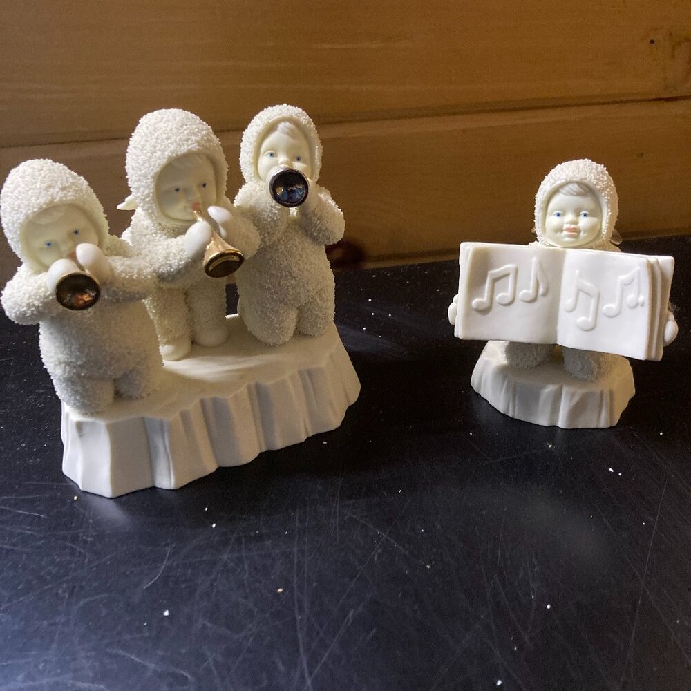🎶 Department 56 Winter Silhouette Bell Choir – Vintage Porcelain Figurine Set